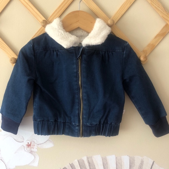 Rosie Pope Denim Jacket with Faux Fur Collar, NWT - Picture 3 of 5